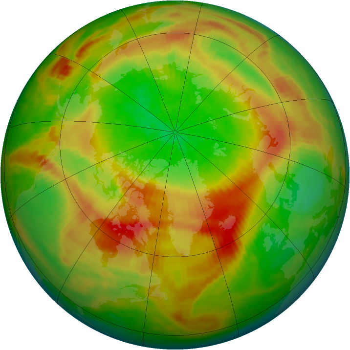 Arctic ozone map for 01 April 1990